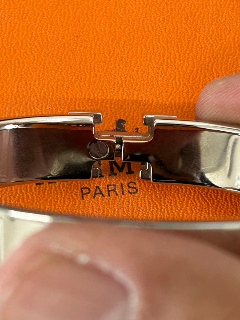 【美品】エルメス H バングル クリッククラック ブレスレット シルバー ブルー