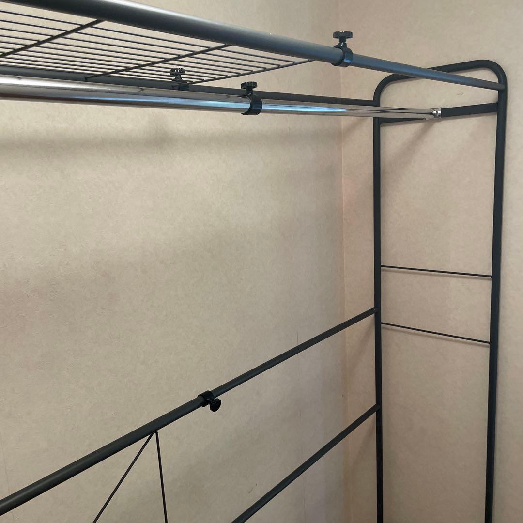 送料込　スチール製　パイプハンガー　ラック 上棚付き　大型