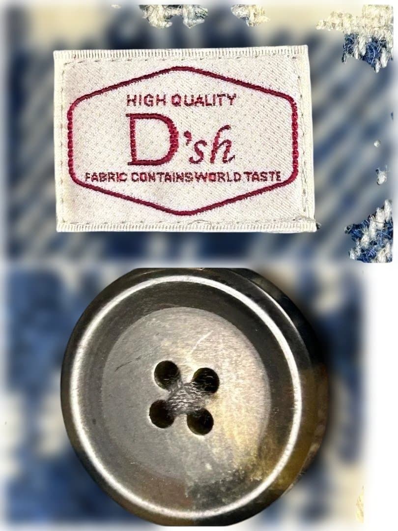 ハリスツイード テーラードジャケット チェック M ネイビー 白 本切羽 ウール