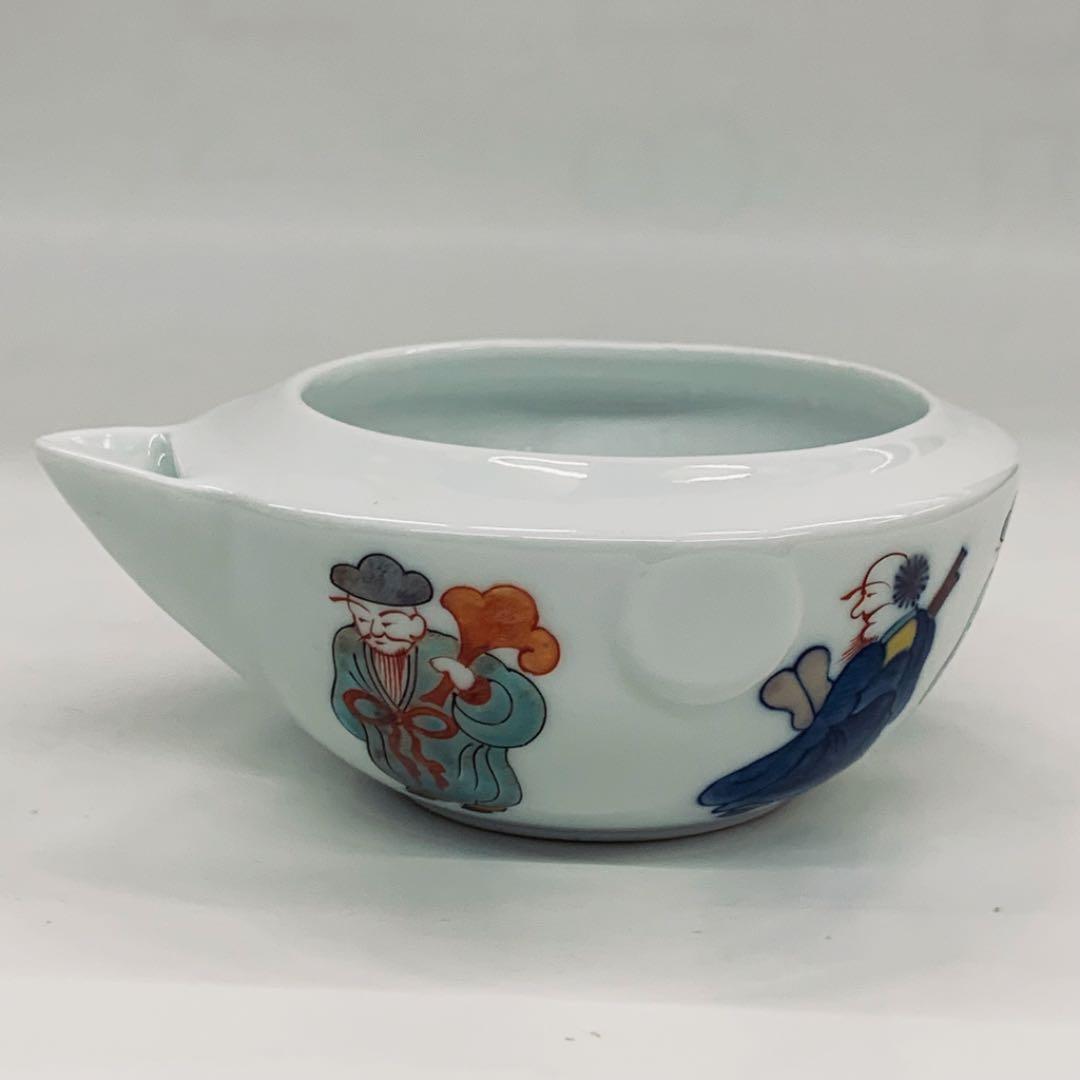 【茶器セット39   染錦　唐人】二重渦福　柿右衛門　共箱