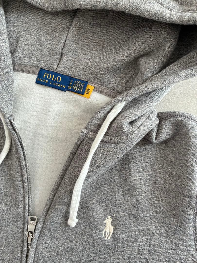 新品同様ポロラルフローレン霜降りグレー裏起毛ストレッチパーカーフーディS M
