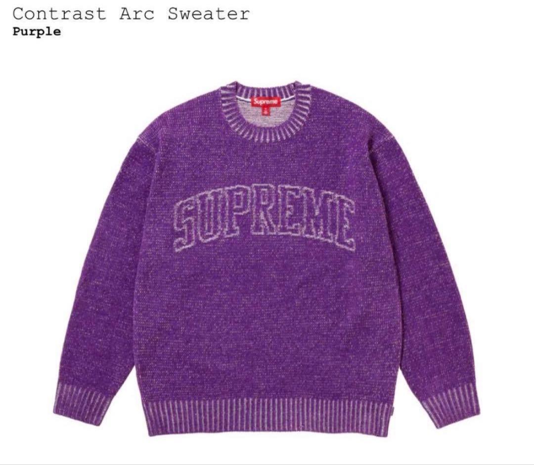 LサイズSupreme contrast arc sweater パープル