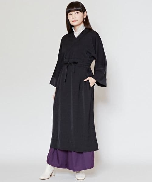 新品　カヤ　和の狭衣ワンピース　着物風　黒　二部式着物　着付け不要　紋付