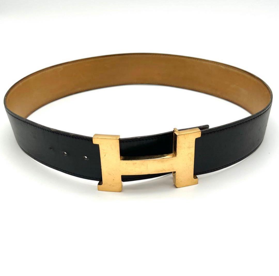 エルメス　ベルト　コンスタンス　H金具　ゴールド　ブラック　レディース　◯D刻印