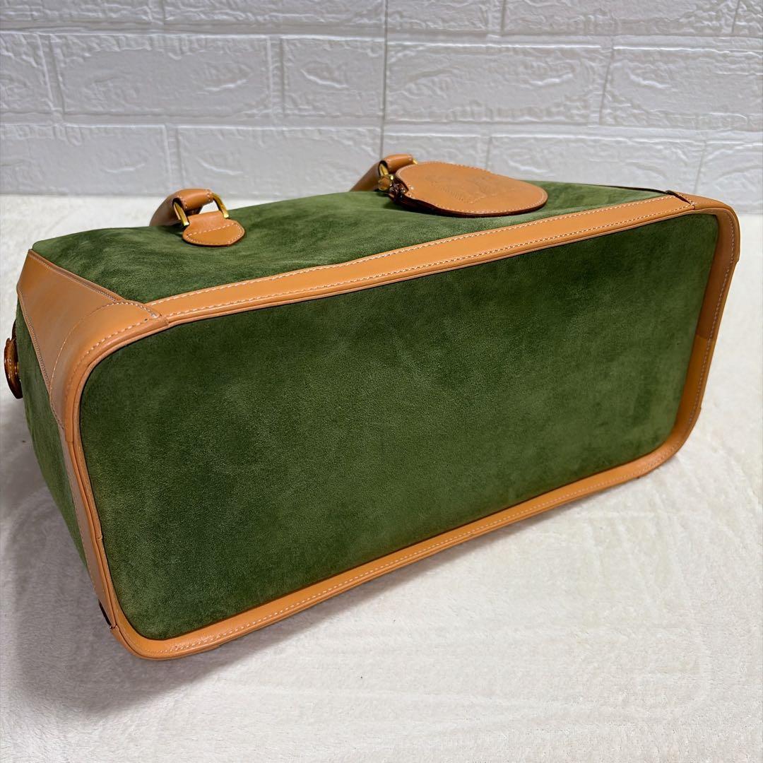 【美品】Kitamura キタムラ 緑スエード ハンドバッグ ポーチ付き 限定