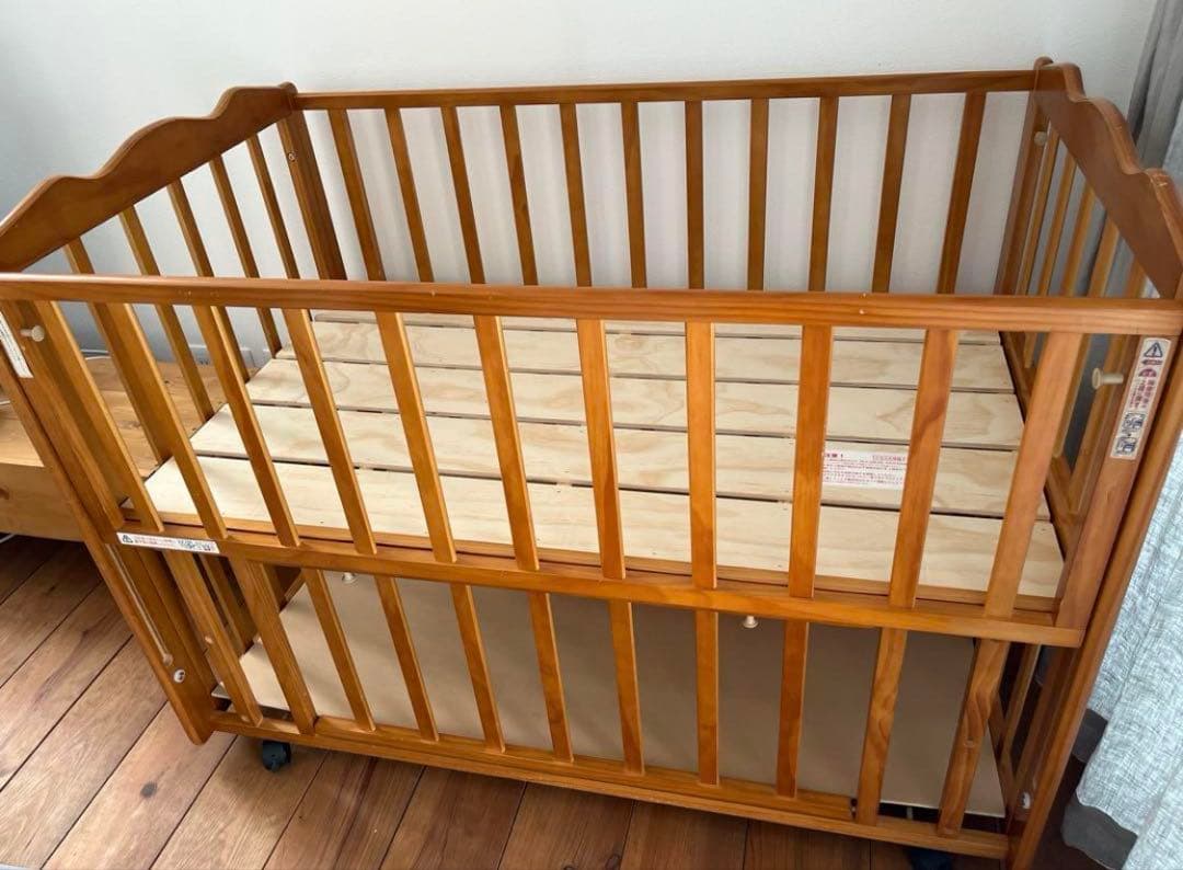 シーツ・防水シーツ付き！　送料込　大和屋　木製　ベビーベッド レギュラー