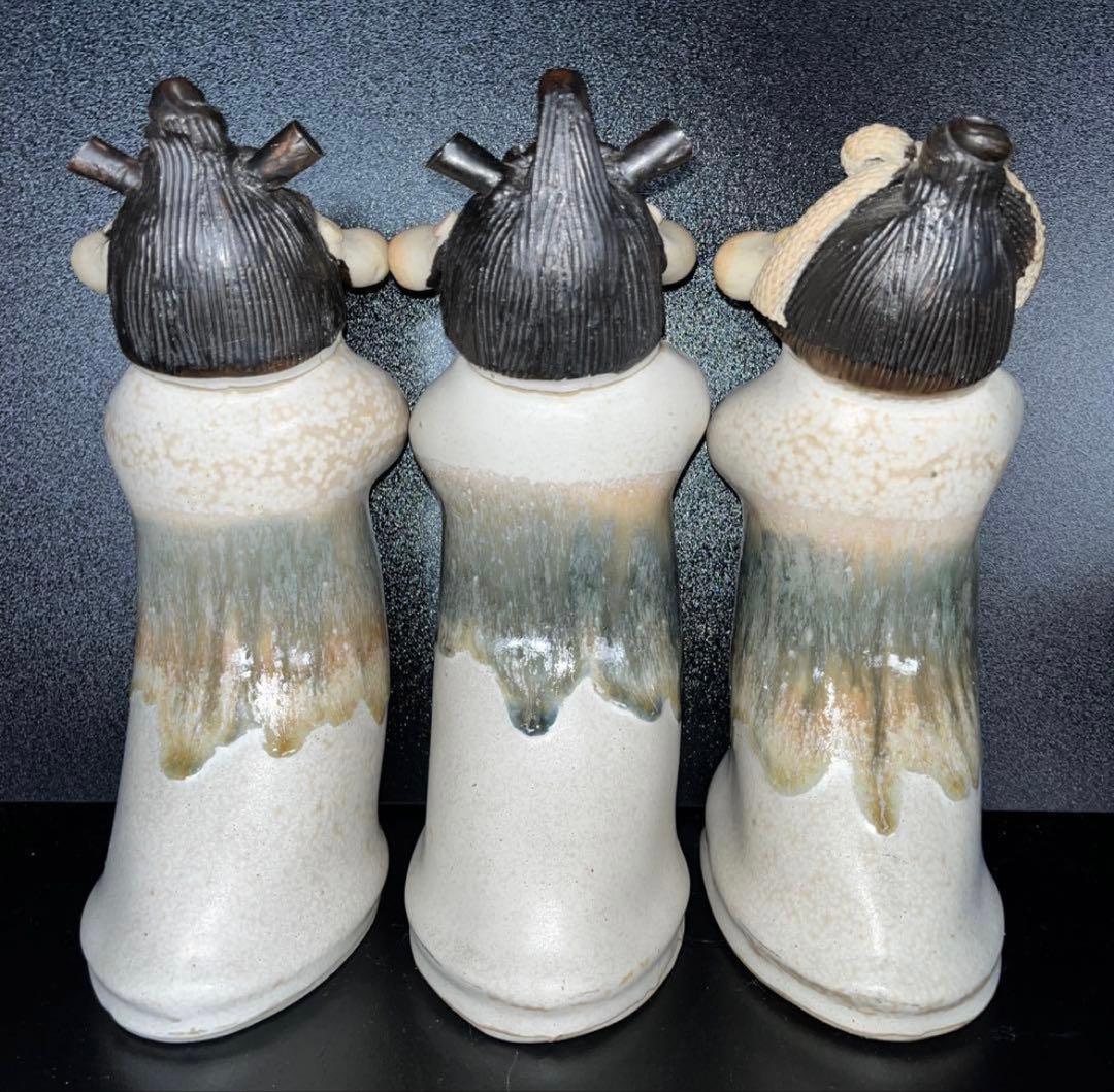 砥部焼 青芳人形 念ずれば花ひらく 森元青芳 伝統工芸品 3体セット