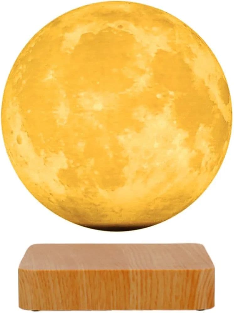 Guyyelt 月ライト 磁気浮上 (18cm,明るい木目調のベース)
