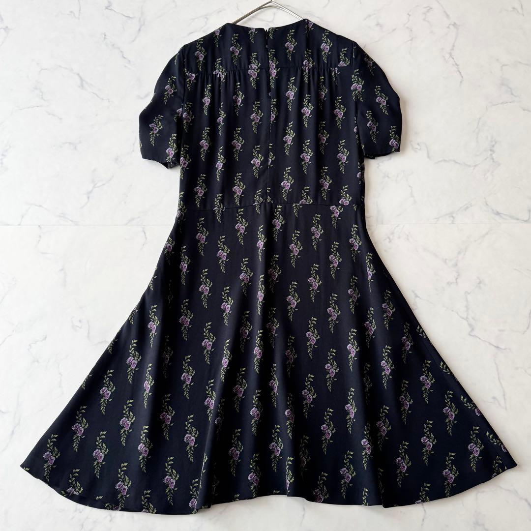 ミュウミュウ 小花柄 ワンピース フレア パフスリーブ ギャザー 襟付き 42