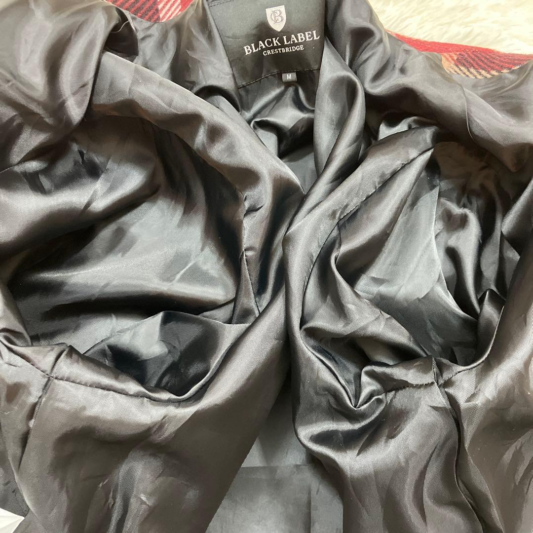 未使用級 ブラックレーベルクレストブリッジ ウールコート チェック柄 赤 M