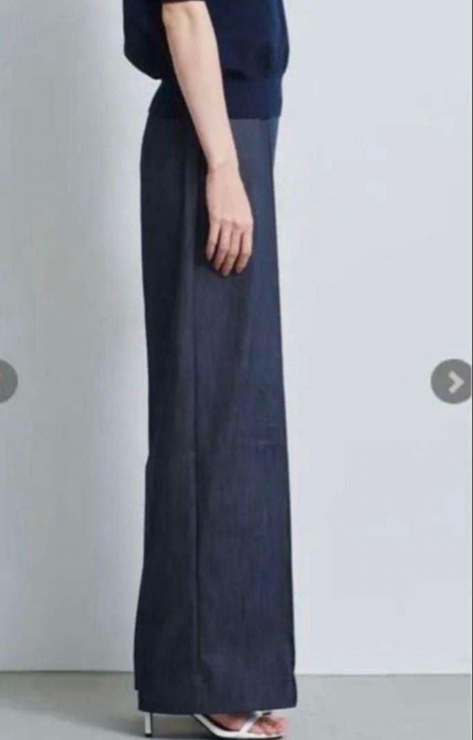 【値下げ】yori 未使用　マリンデニム風ワイドパンツ　インディゴ 36