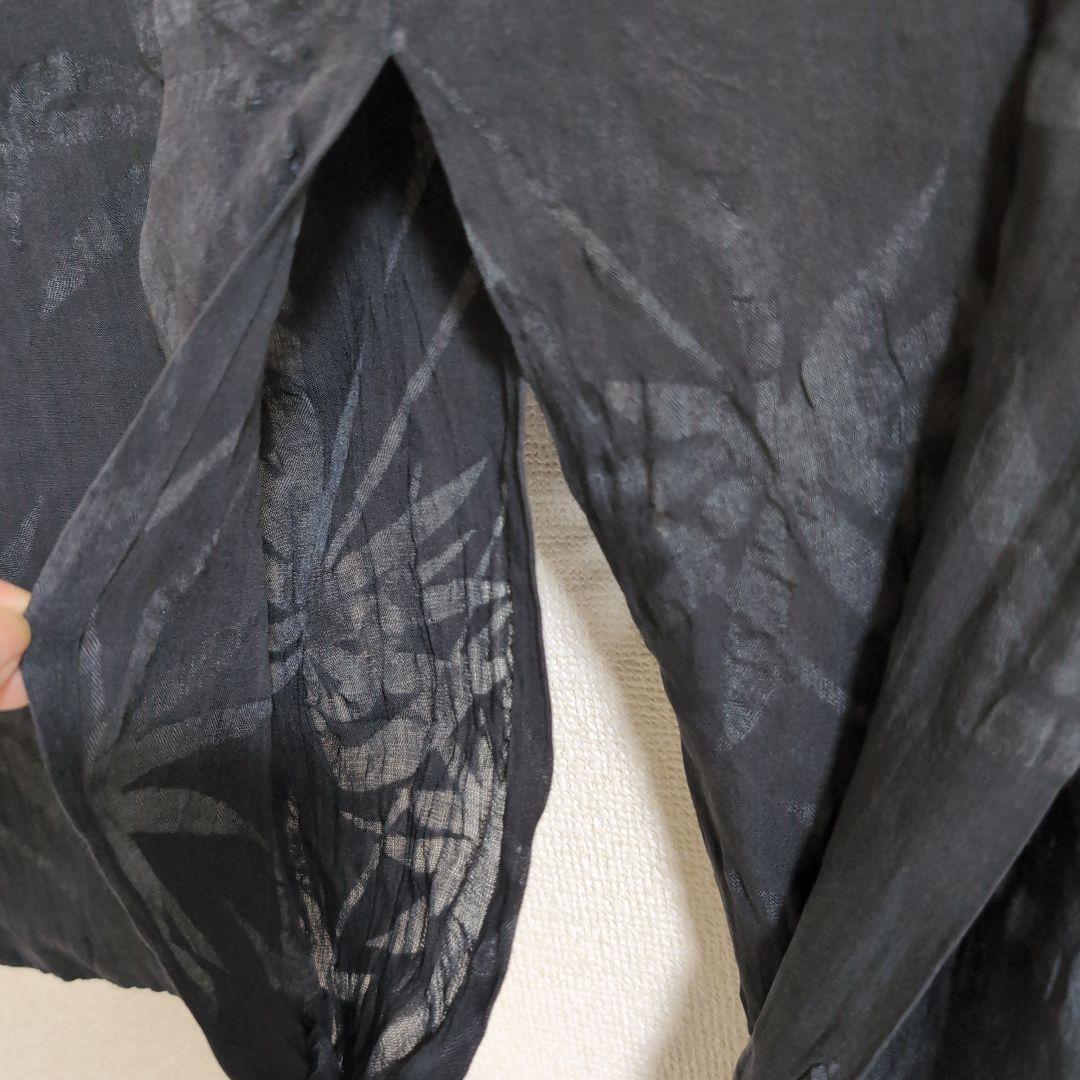 【三花】本麻　洗える長襦袢　黒　カラー襦袢　リサイクル　h1