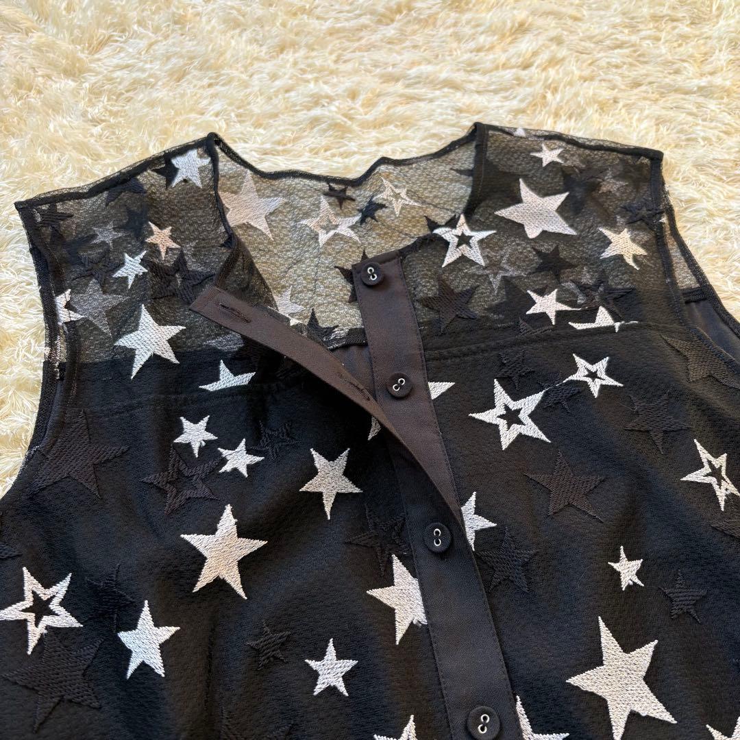 【美品】グレースコンチネンタル　ダイアグラム　ノースリーブワンピース　星柄　38