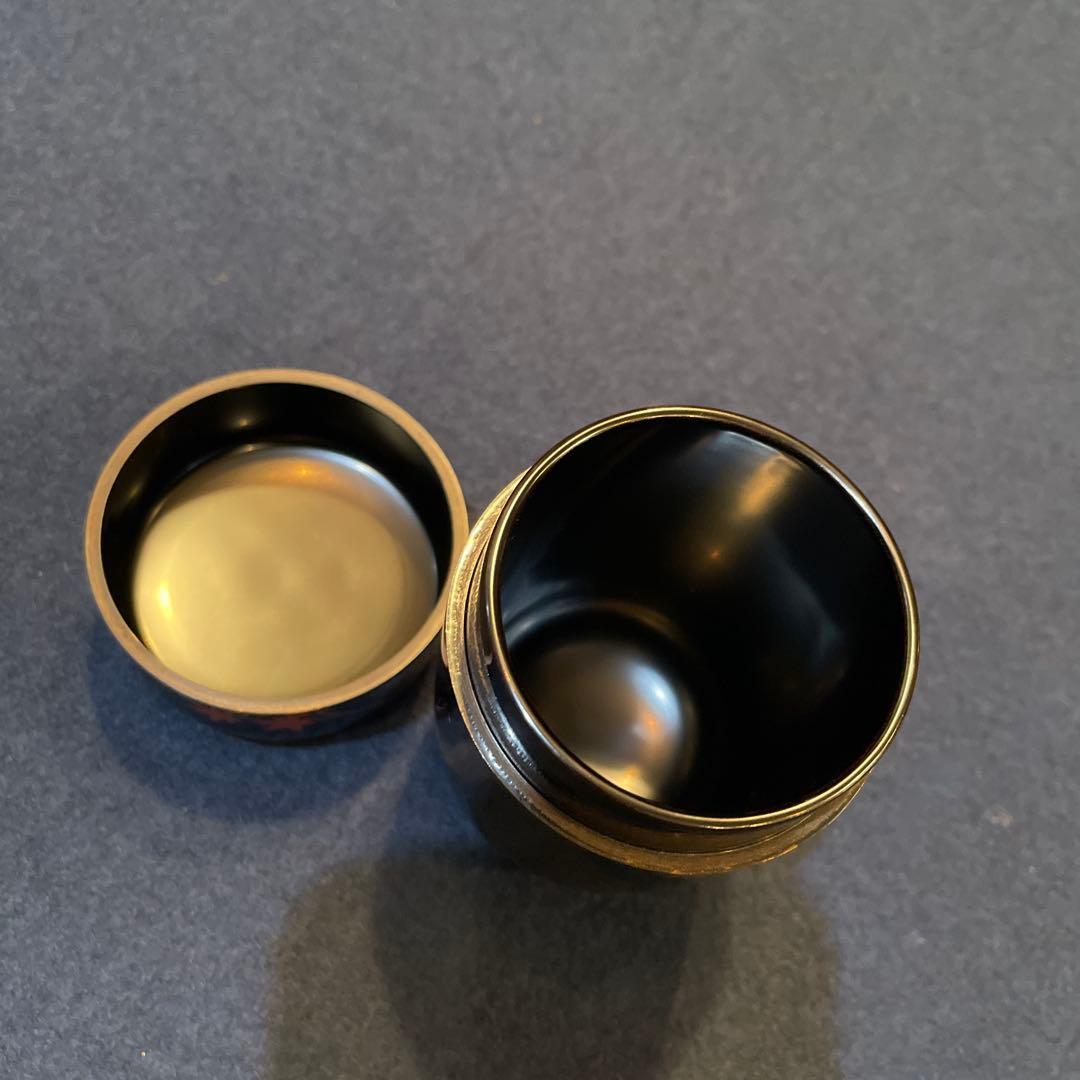 【竹内 幸斎】(造)『紅葉蒔絵の細棗』共箱　※美品 茶道具「棗」