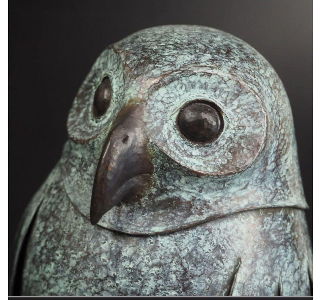 misafafa　送料無料　鍛金作家　嵯峨卓作　フクロウ　高36ｃｍ