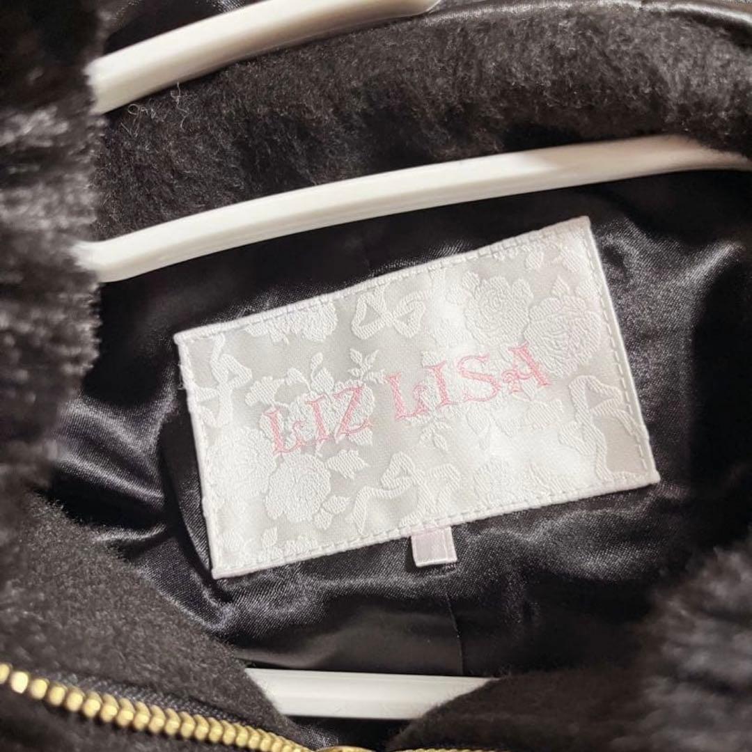 ♡LIZLISA ビジューリボンショートフードコート ブラック♡