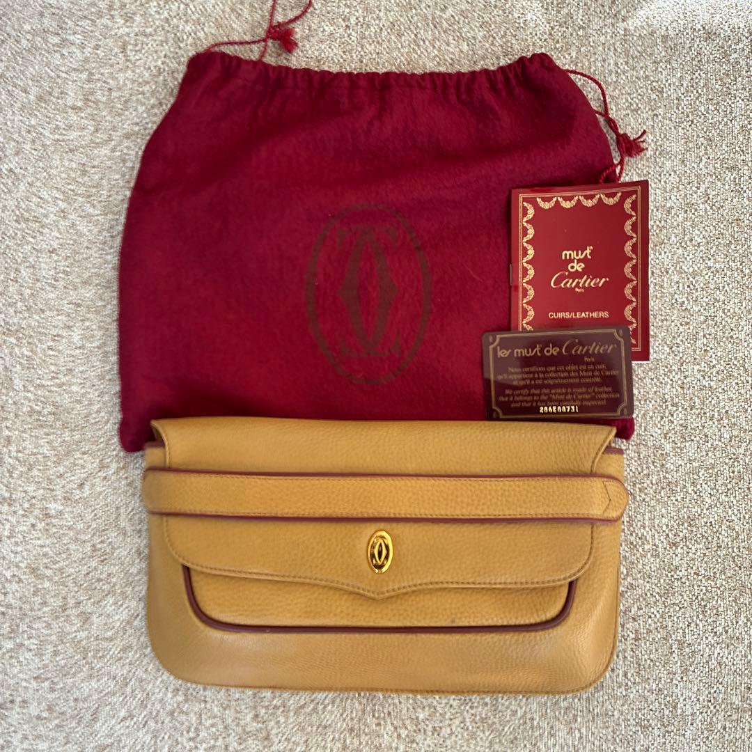 カルティエ　マストカーフレザーセカンドクラッチバッグ