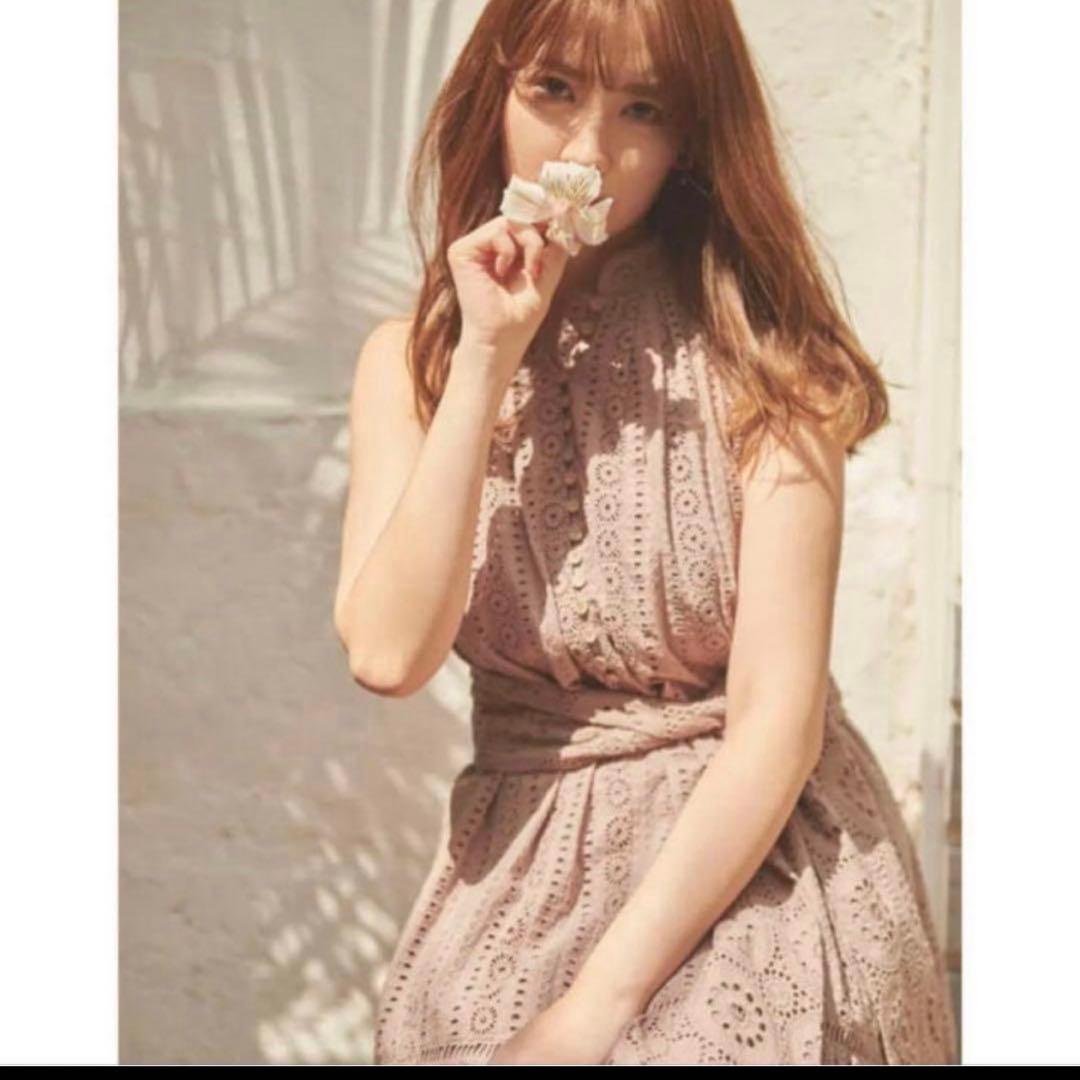 極美品◆herlipto Lace-trimmed Belted Dress　M