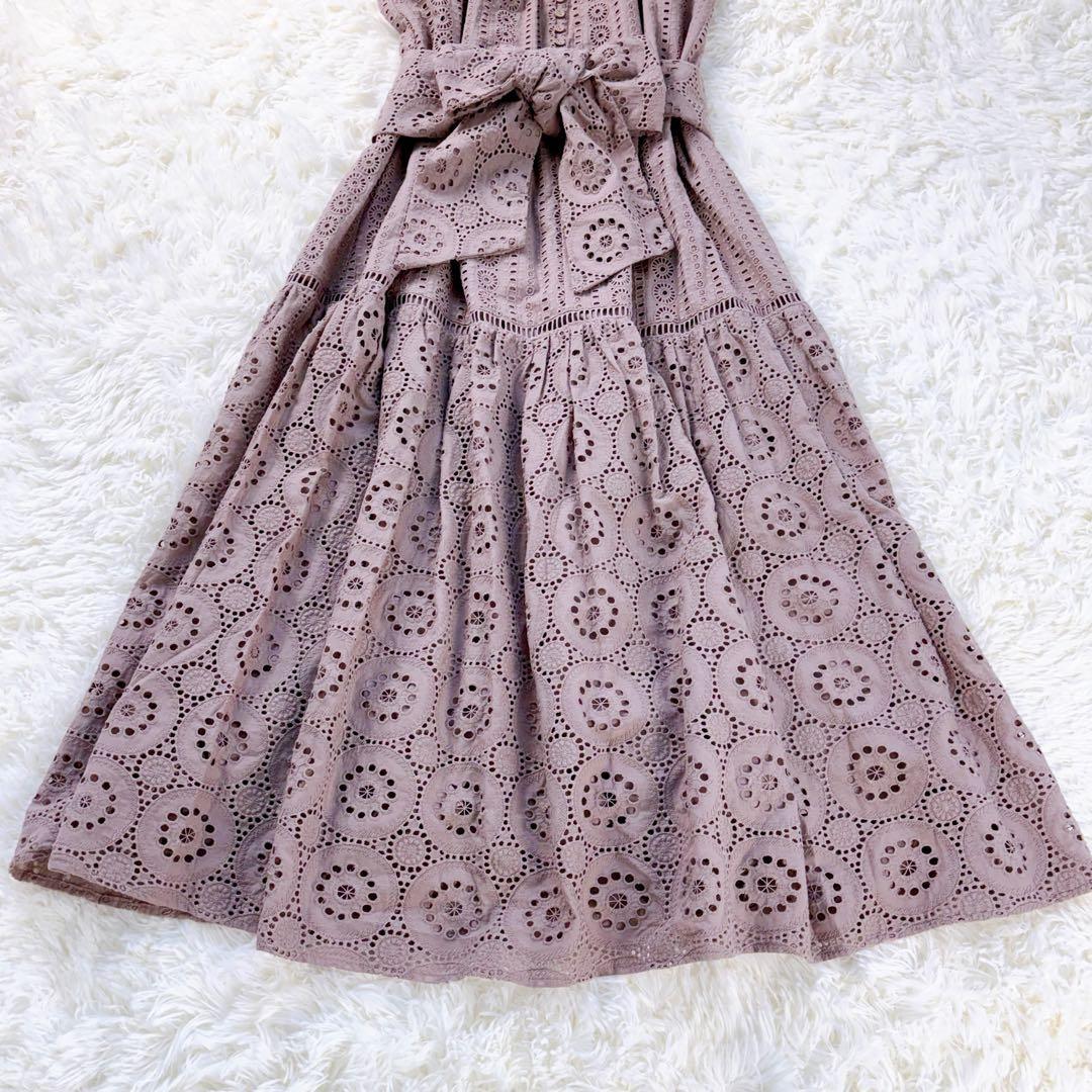 極美品◆herlipto Lace-trimmed Belted Dress　M
