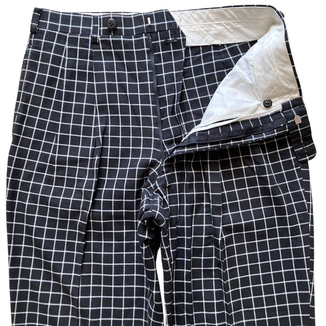 美品00s極太 EVISU 刺繍カモメ ワイドチェックパンツ Y2K ブラック