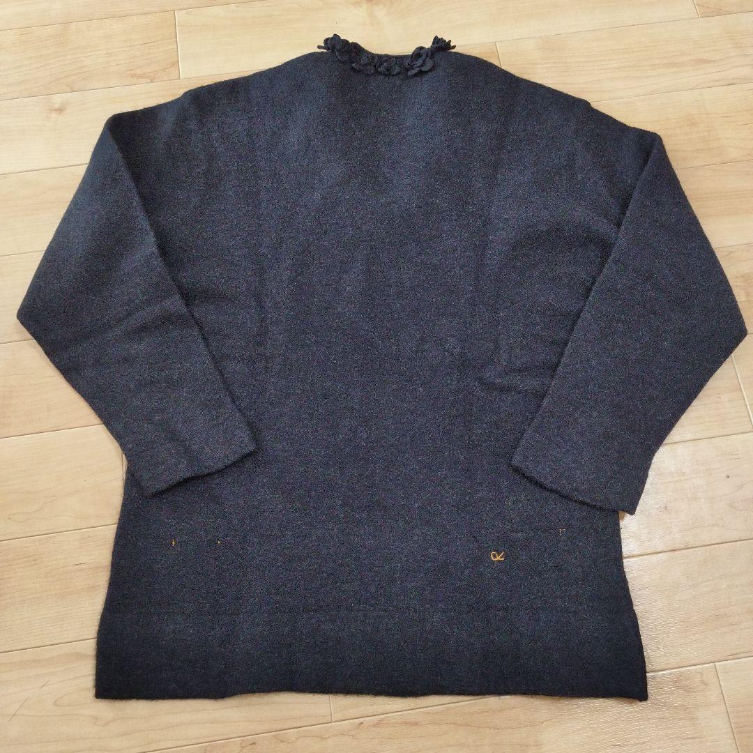 【115】45R　フロート縮絨　フリル ウール　ニット セーター お花　長袖