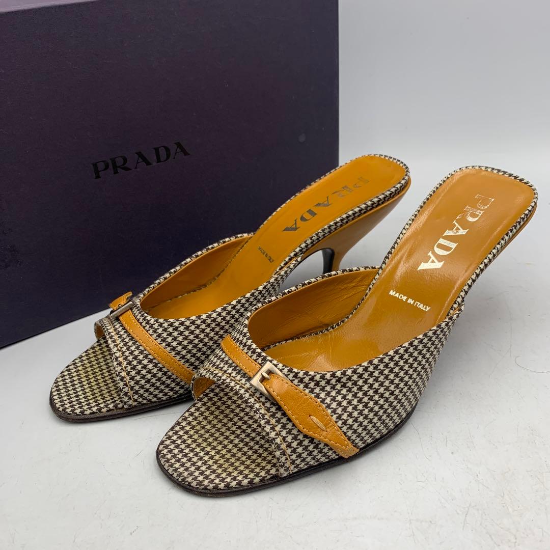 V927 プラダ ミュール 36.5 約23cm 白黒