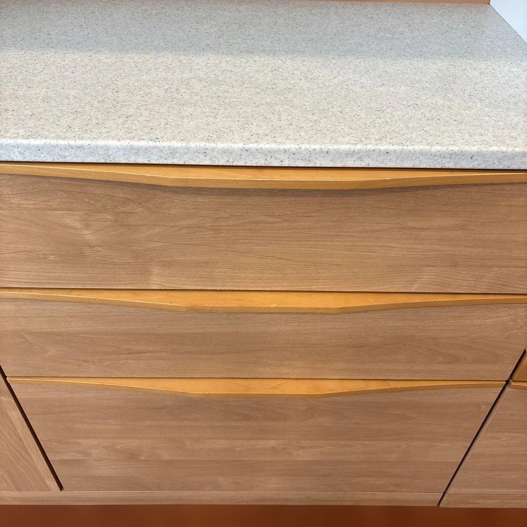 美品！堀田木工オープン食器棚ナチュラル木目調 食器棚 強化ガラス扉 カップボード