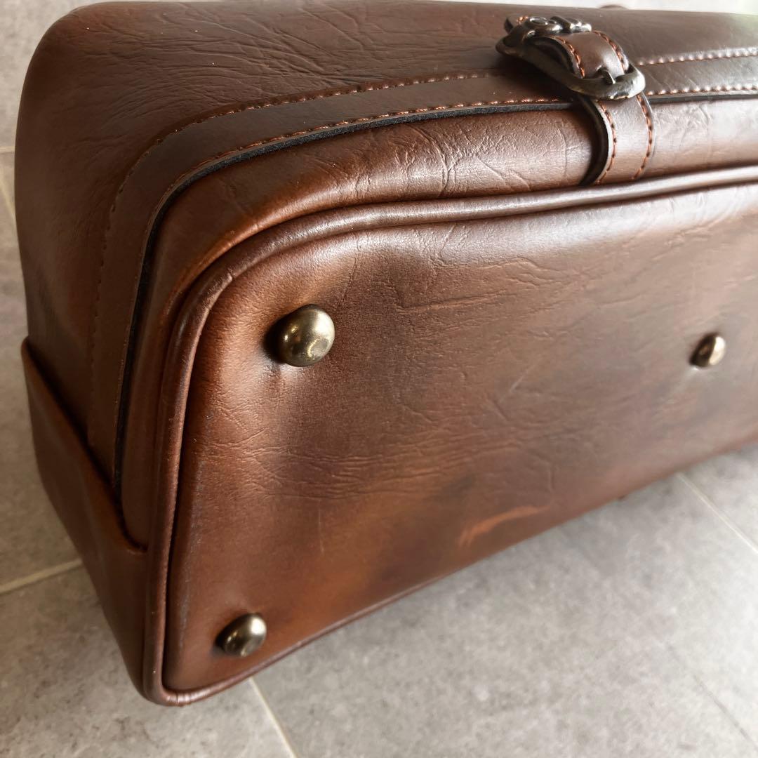 ヴィンテージ レザー ダレス ボストン バッグ 本革 鍵金具 茶 ビンテージ
