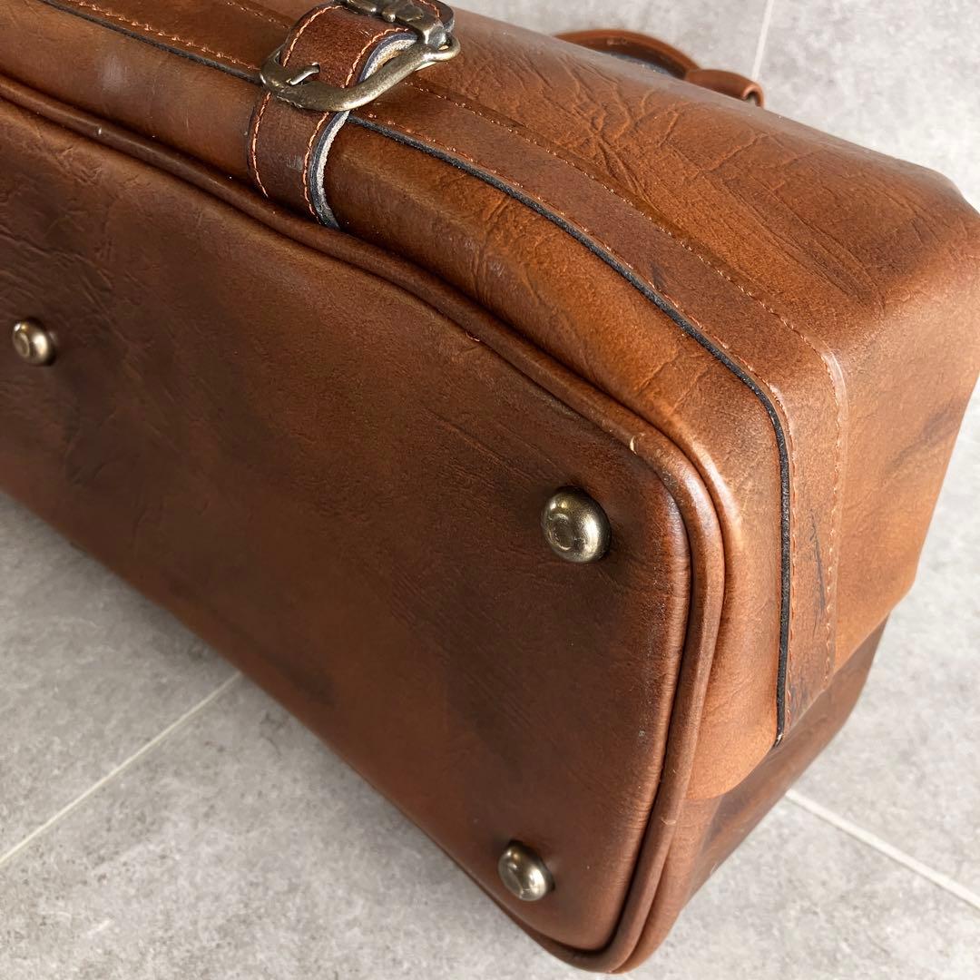 ヴィンテージ レザー ダレス ボストン バッグ 本革 鍵金具 茶 ビンテージ