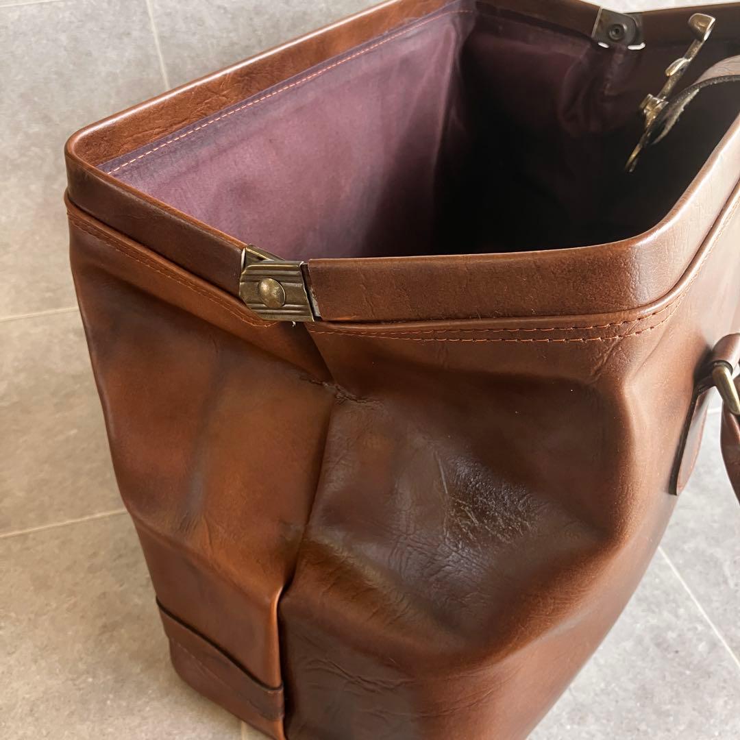 ヴィンテージ レザー ダレス ボストン バッグ 本革 鍵金具 茶 ビンテージ