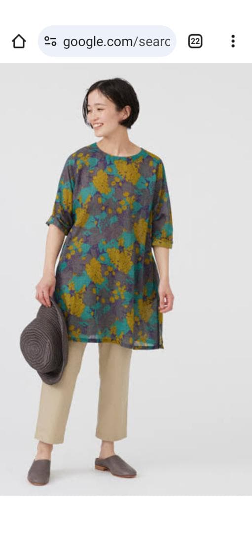 群言堂 スラブローン　葡萄柄チュニック