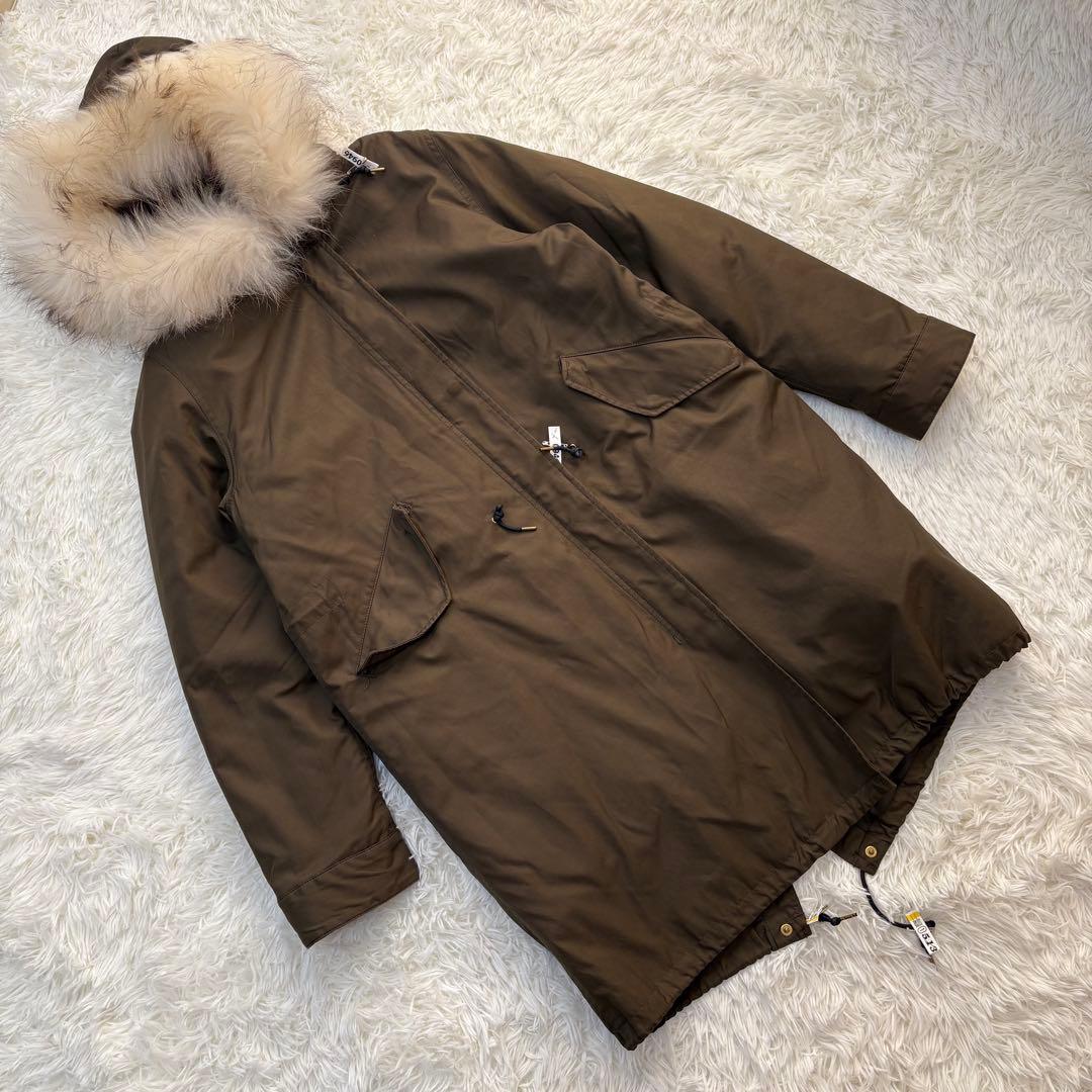【イエナ】モッズコート　ライナー付き　ファー　L カーキ　ロング丈