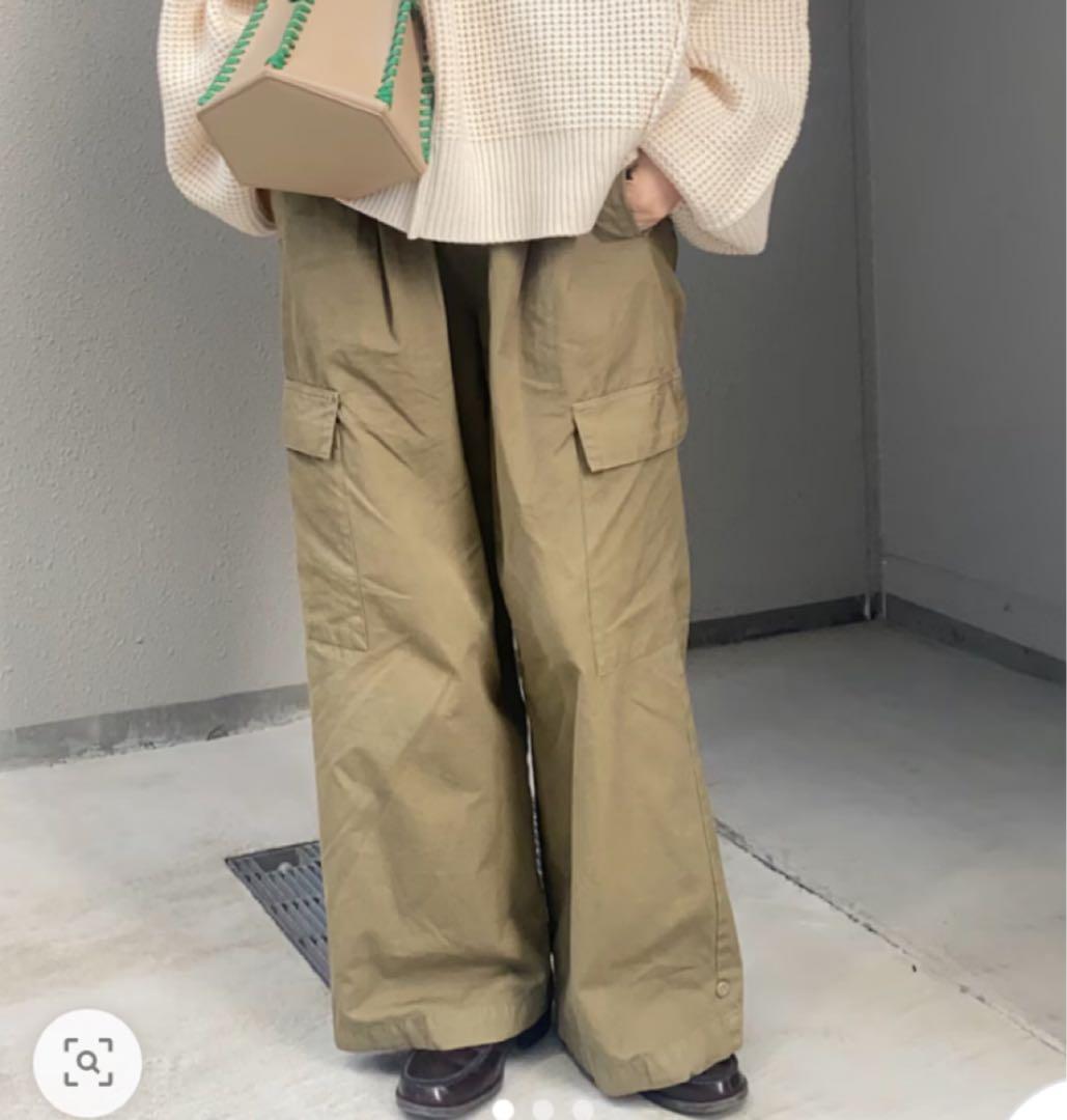 【美品✨】かぐれ ユーティリティーイージーパンツ ワイド 2WAY 綿 カーキ