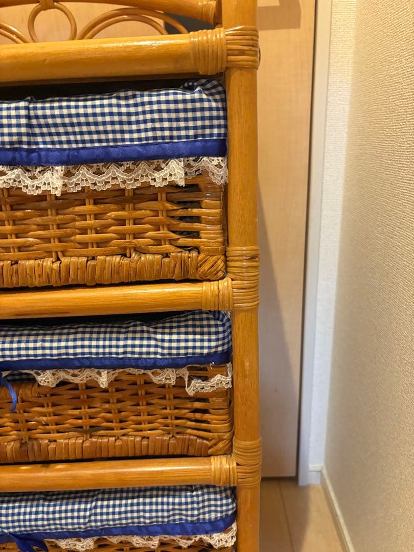 籐 ラタンチェスト 4段　インテリア 昭和レトロ 箪笥　カントリー風