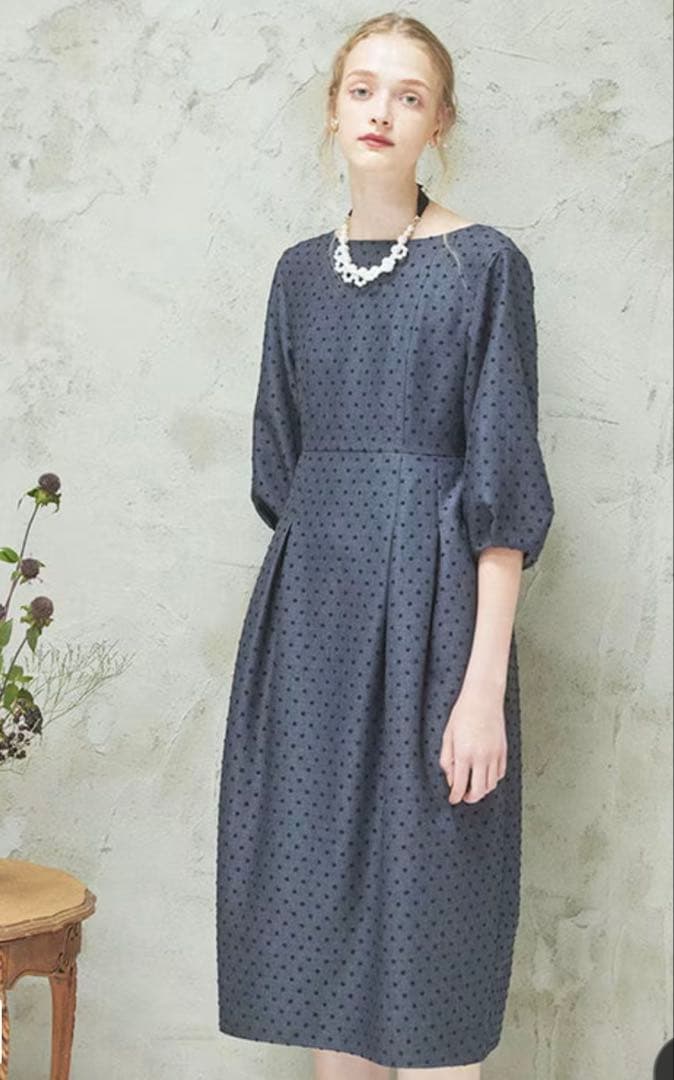 【週末セール】新品TOCCA トッカ　ネイビー ドット柄 バルーンスリーブ