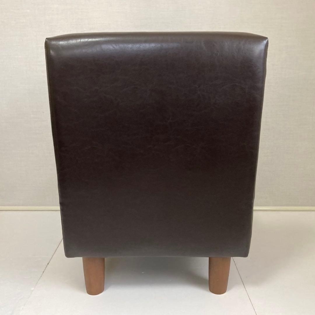 ソファ 椅子 ローチェア 1人掛け レザー調 木製 茶色 家具 レトロ風 美品