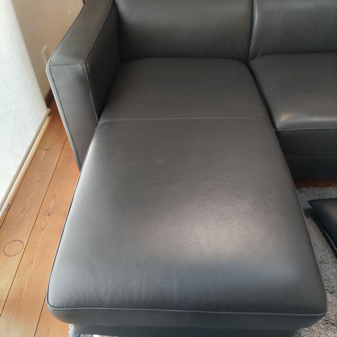 3人掛け カウチソファ　黒