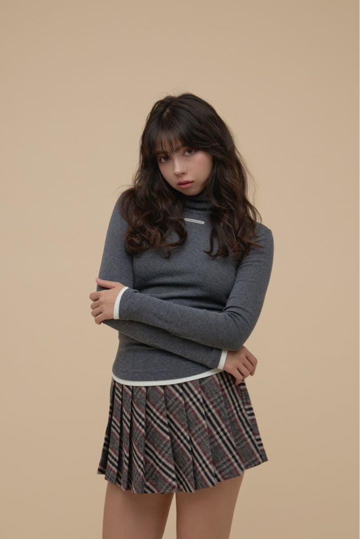 アンドマリー　Monica check pleats mini skirt
