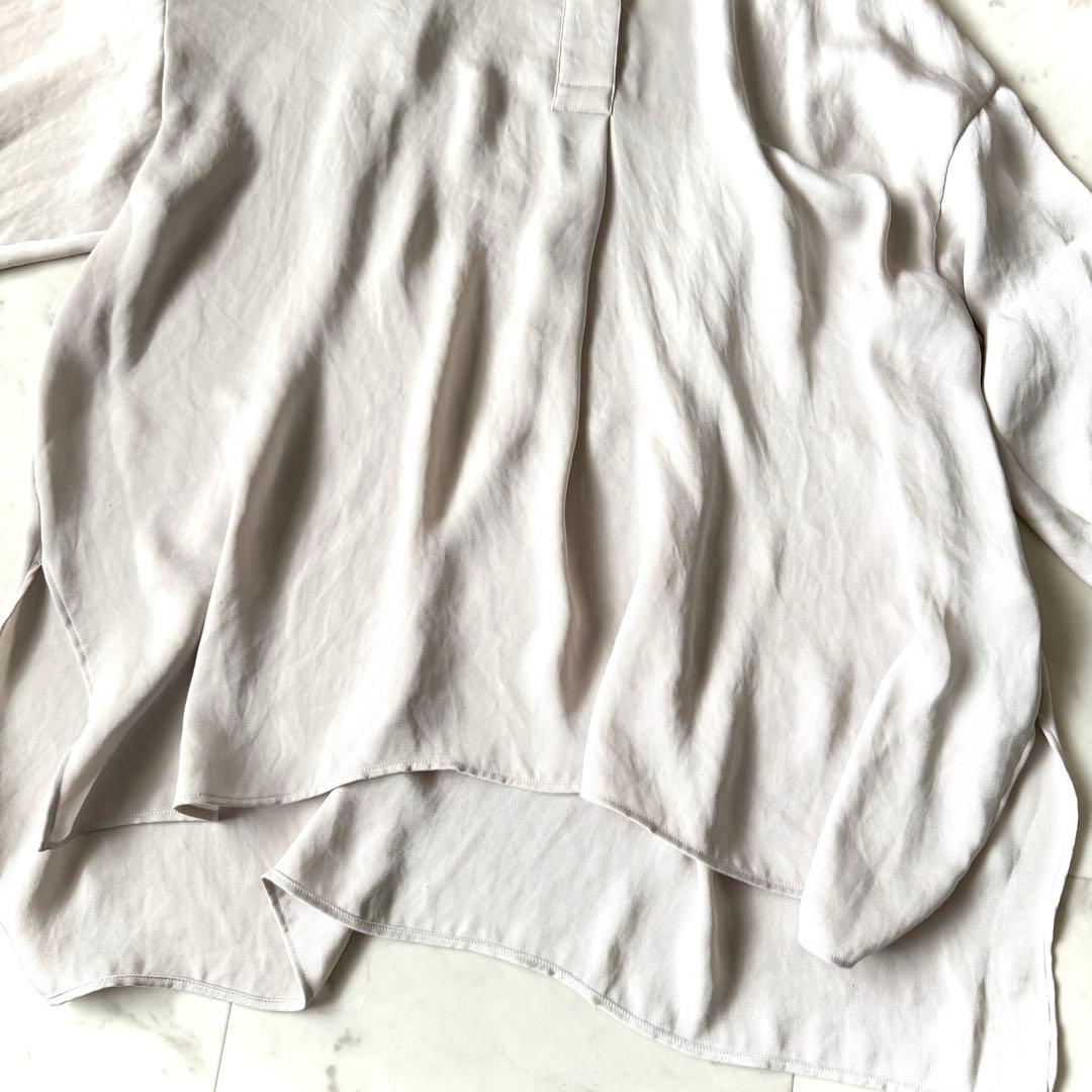 美品 カオス Chaos とろみ バンドカラー ウェイクサテンオーバーブラウス