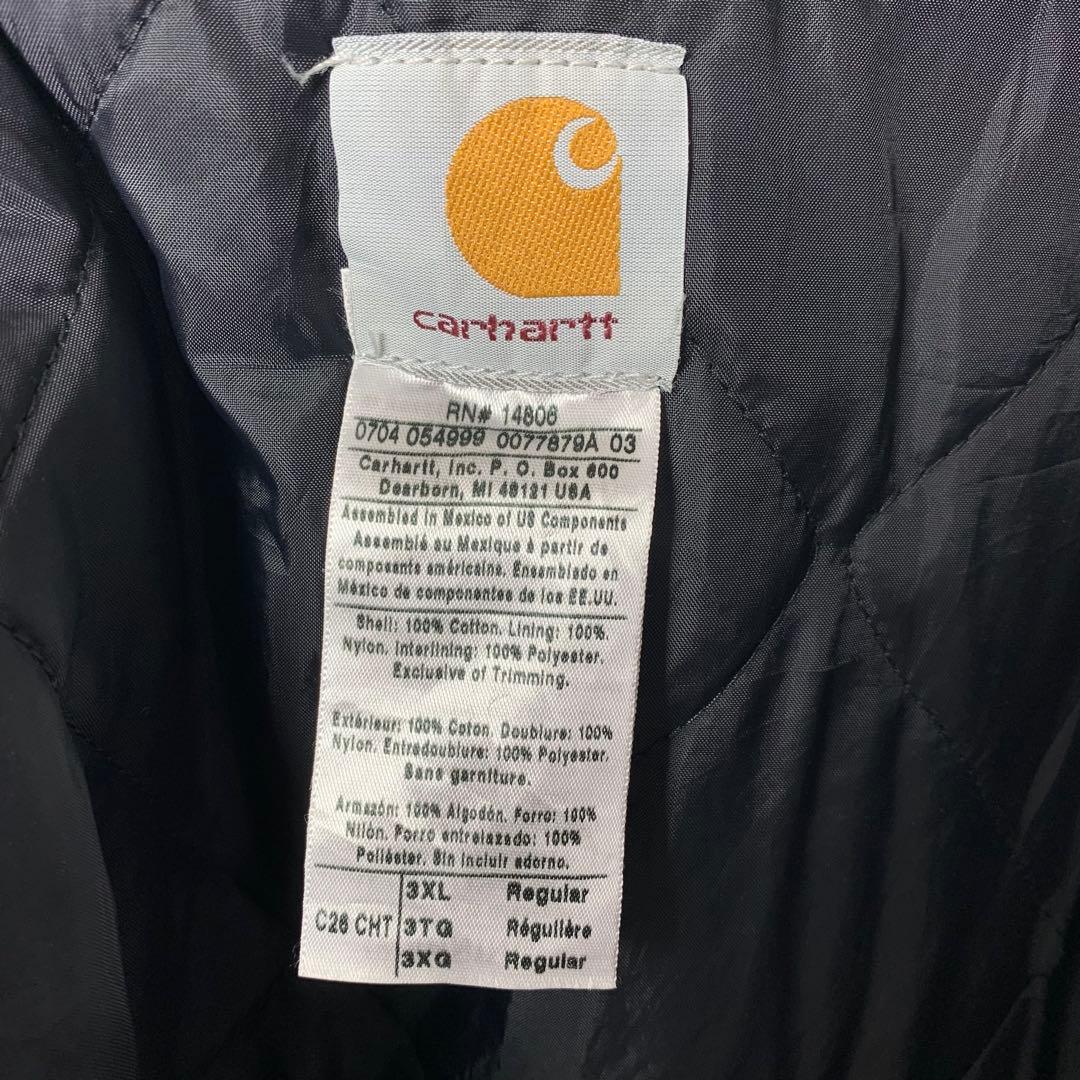 USA製 カーハート トラディショナルコート 3XL ブラウン レザーロゴパッチ