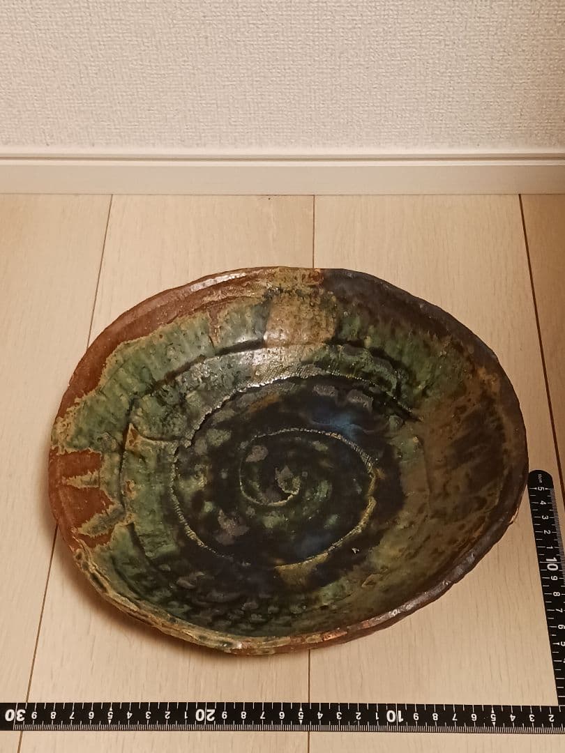 織部焼　丸皿　佐藤和次　27cm