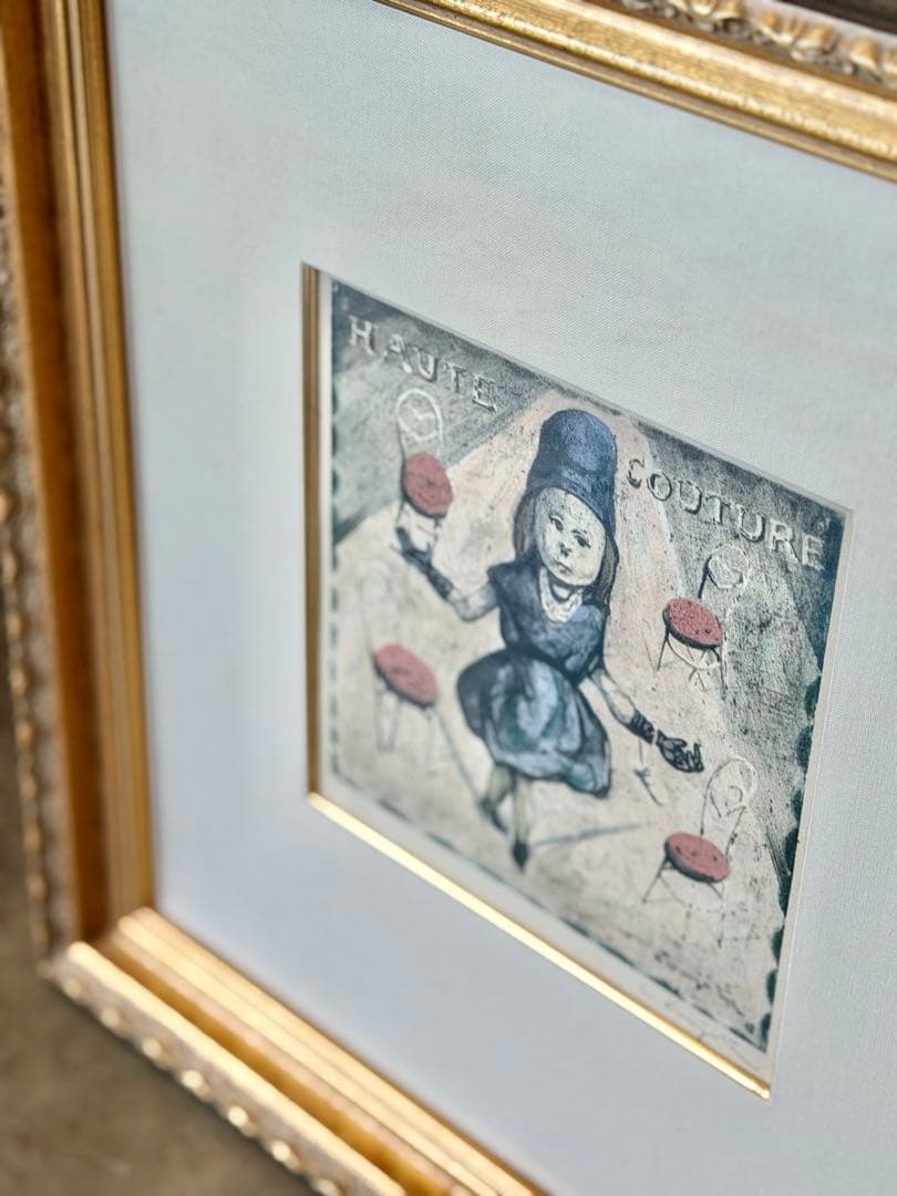 藤田嗣治（レオナール・フジタ）によるリトグラフ 「オートクチュール」「四十雀」