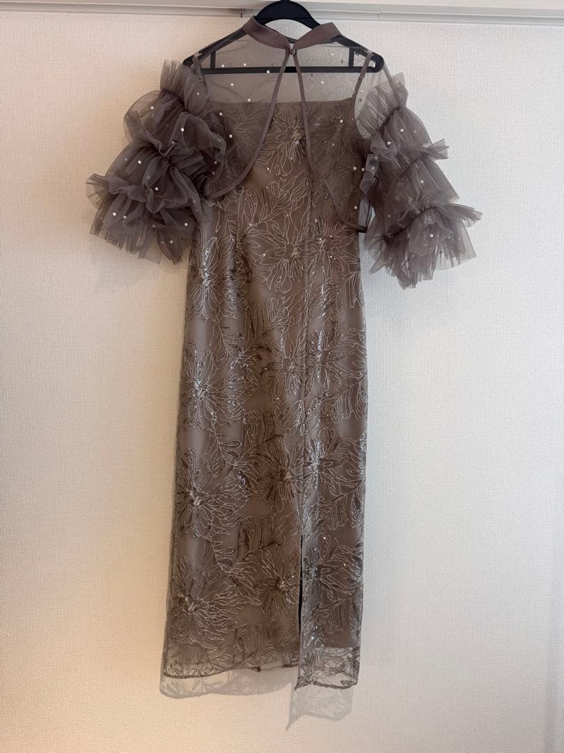 【完売品】 LejaパールフリルチュールボレロレイヤードIラインワンピースドレス