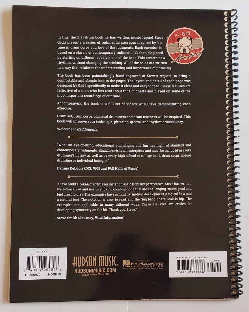 直筆サイン入り　Gaddiments by Steve Gadd