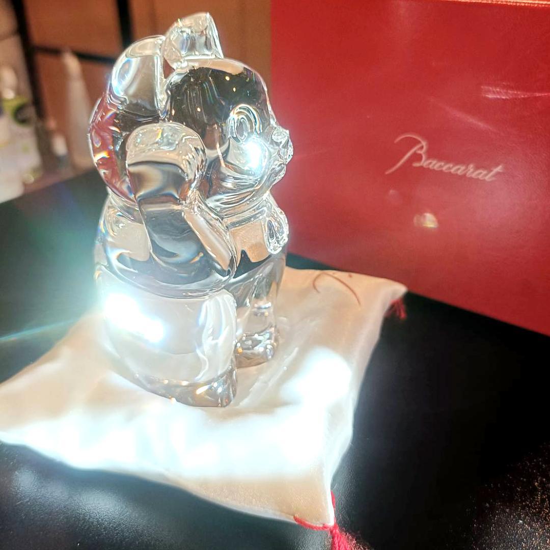 【Baccarat】クリスタルまねき猫 専用座布団付き【バカラ】