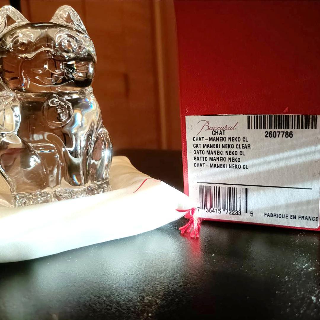 【Baccarat】クリスタルまねき猫 専用座布団付き【バカラ】
