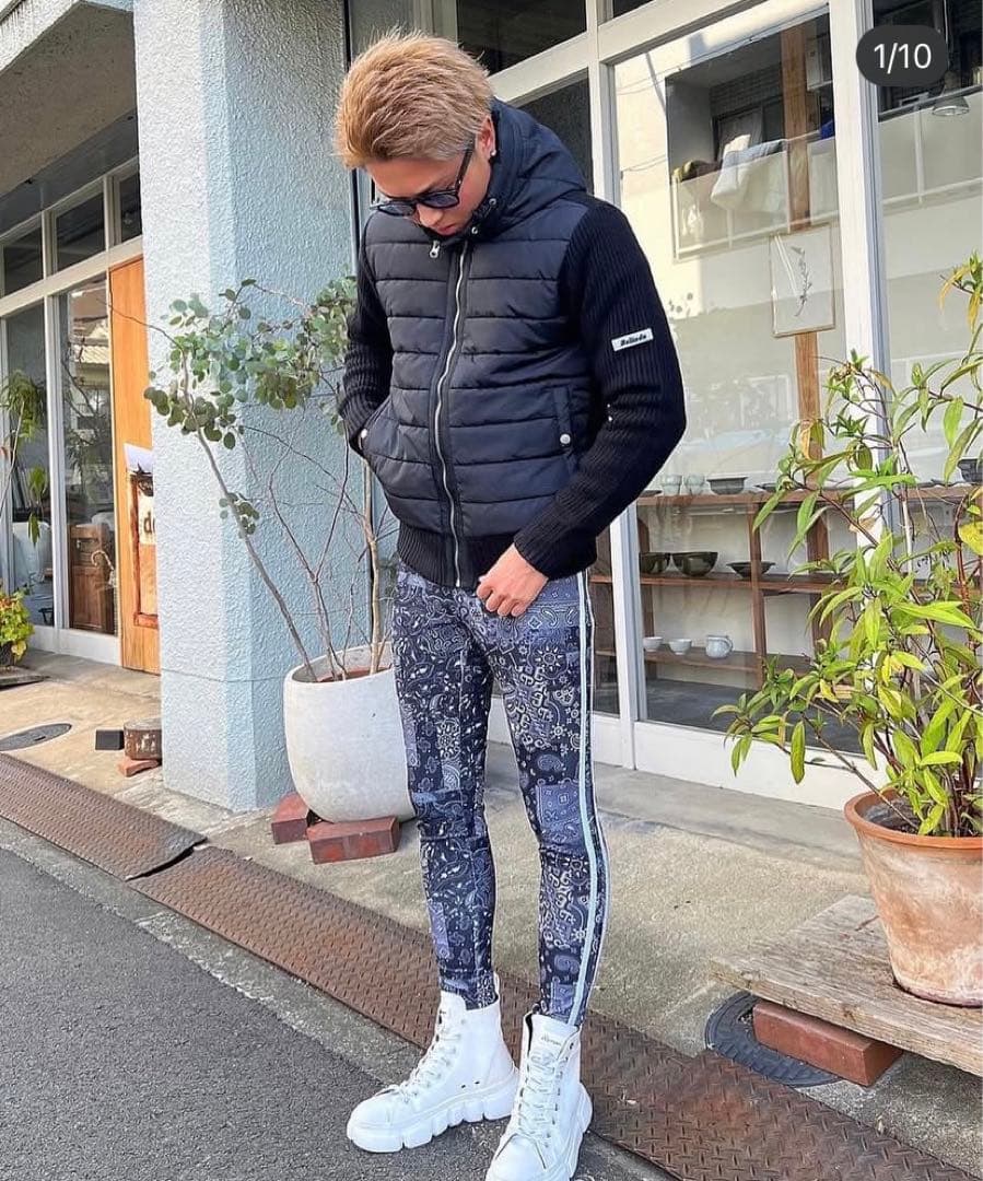 ベリンダ Belinda ペイズリーパンツ スキニーパンツ ホワイトストライプ