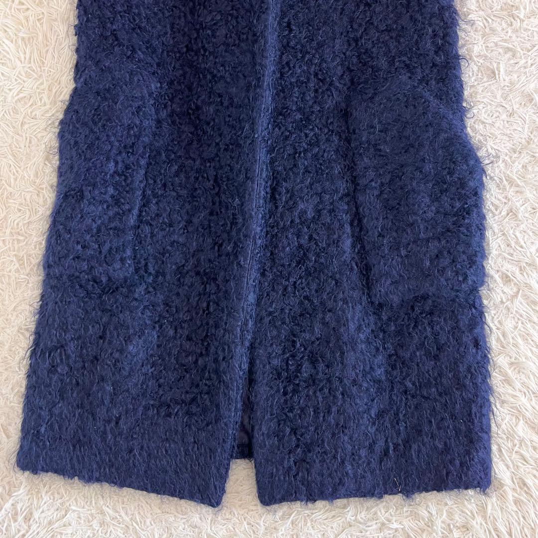 BLAMINK ブラミンク プードル ボア ロング ジレ ネイビー