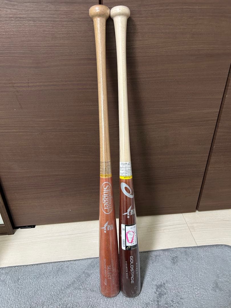 ミズタニルイスビルスラッガー、アシックス木製バット 2本セット