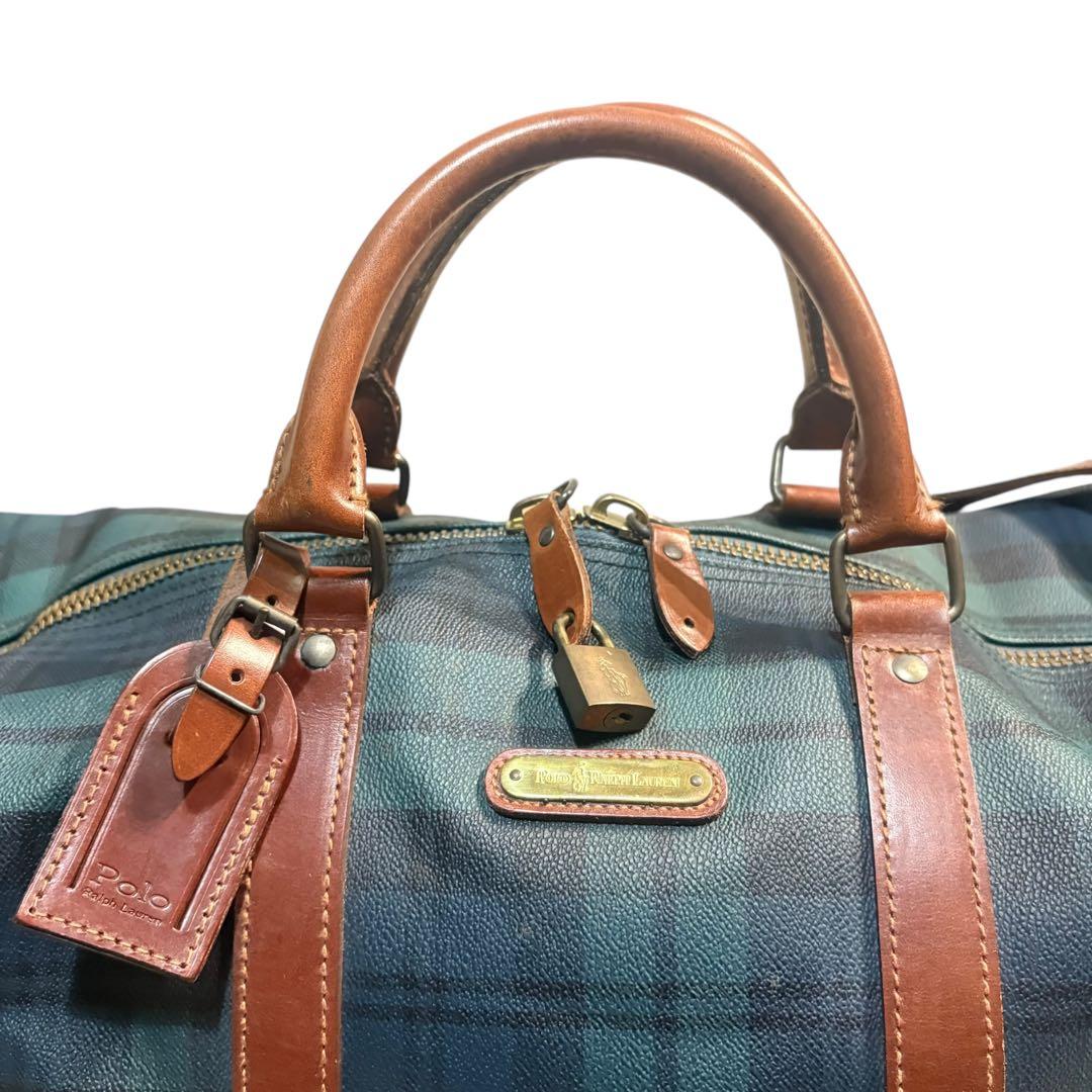 美品 ポロラルフローレン ボストンバッグ 2way チェック PVC 大容量